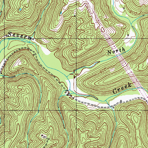 Topographic Map of North Severn Creek, KY