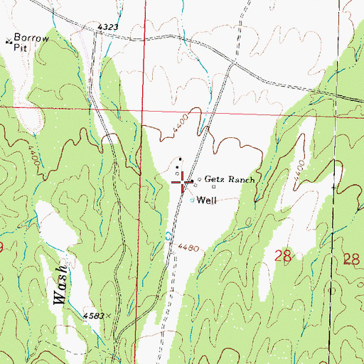 Topographic Map of Getz Ranch, AZ