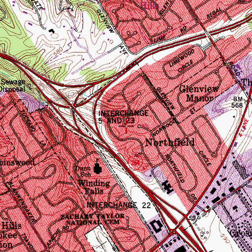 Topographic Map of Northfield, KY