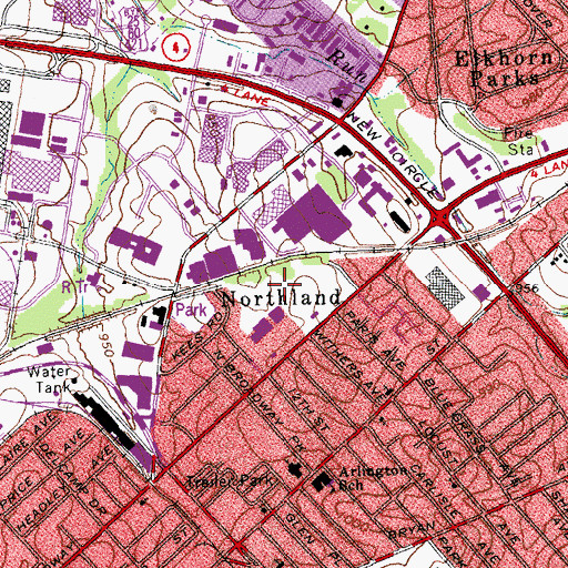 Topographic Map of Northland, KY