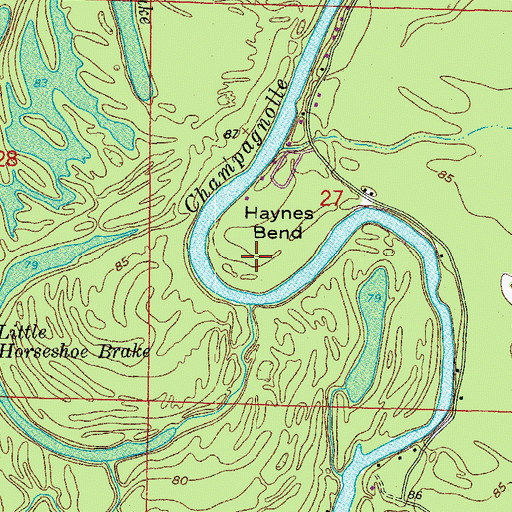 Topographic Map of Haynes Bend, AR