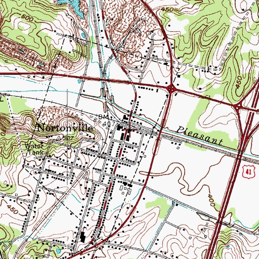 Topographic Map of Nortonville, KY