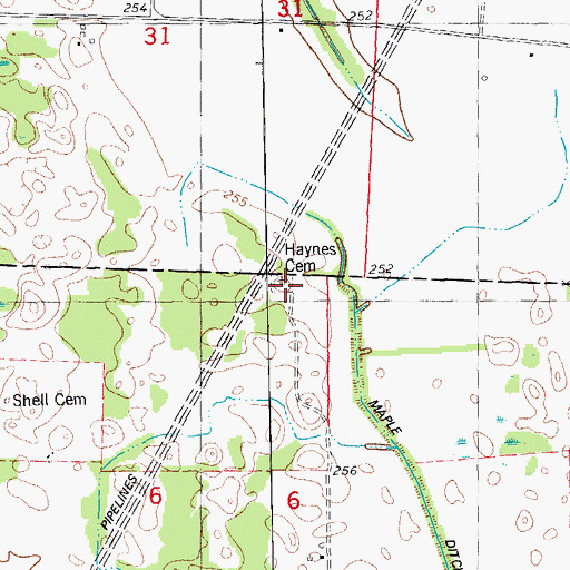 Topographic Map of Haynes Cemetery, AR