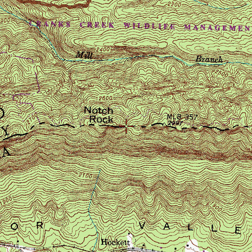 Topographic Map of Notch Rock, KY