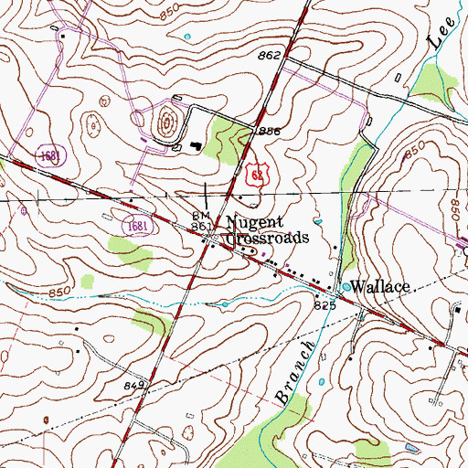 Topographic Map of Nugent Crossroads, KY