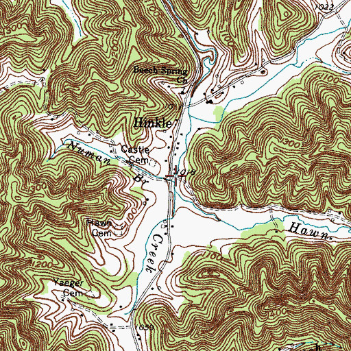 Topographic Map of Numan Branch, KY