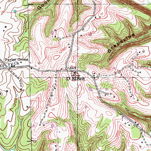 Topographic Map of OK School, KY