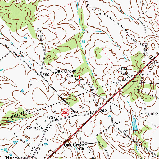 Topographic Map of Oak Grove Cemetery, KY