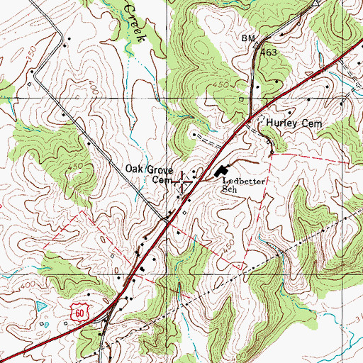 Topographic Map of Oak Grove Cemetery, KY