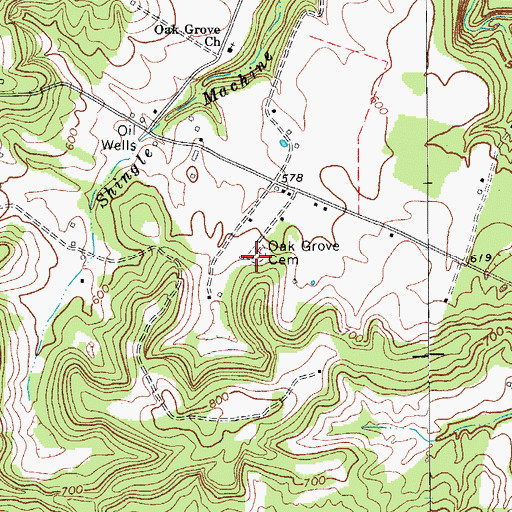 Topographic Map of Oak Grove Cemetery, KY