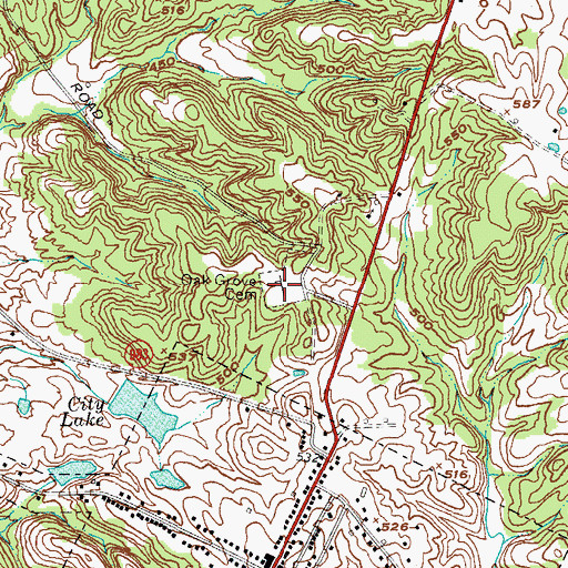 Topographic Map of Oak Grove Cemetery, KY