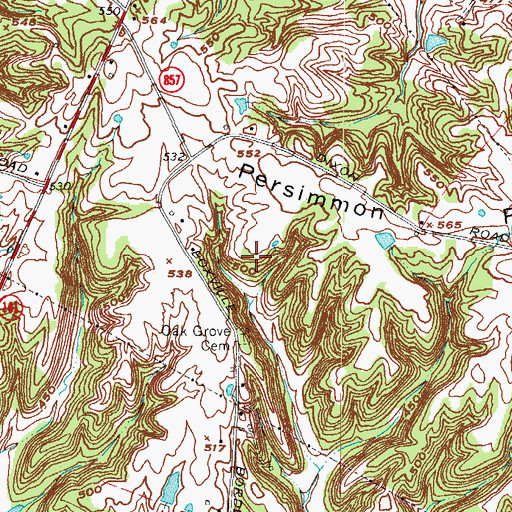 Topographic Map of Oak Grove Cemetery, KY