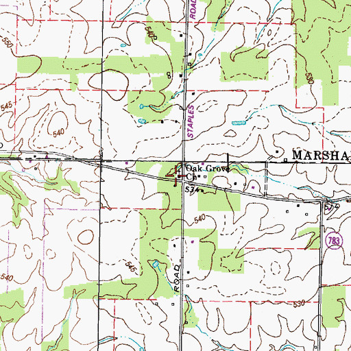 Topographic Map of Oak Grove Church, KY