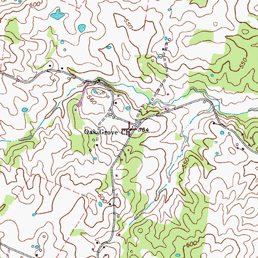 Topographic Map of Oak Grove Baptist Church, KY