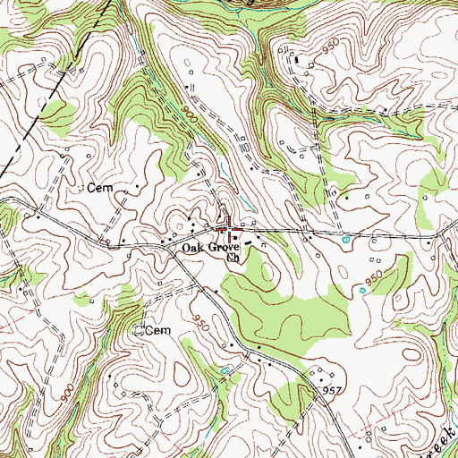 Topographic Map of Oak Grove Church, KY