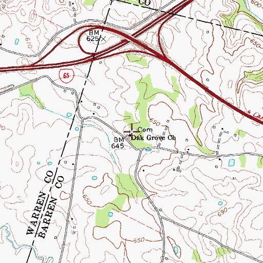 Topographic Map of Oak Grove Church, KY