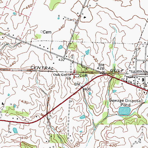 Topographic Map of Oak Grove Church, KY
