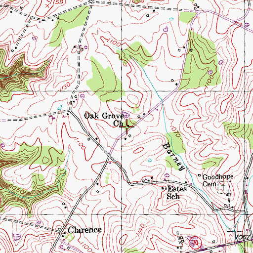Topographic Map of Oak Grove Church, KY