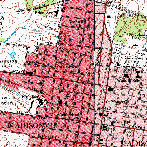 Topographic Map of Oak Grove Church, KY