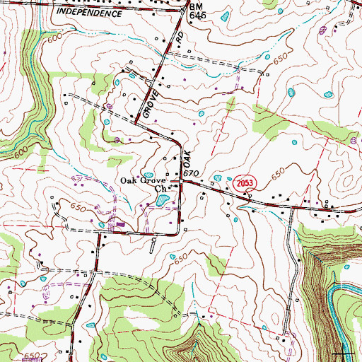 Topographic Map of Oak Grove Church, KY