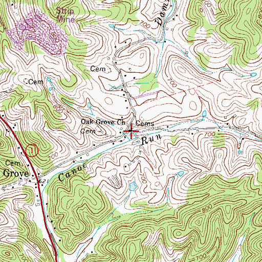 Topographic Map of Oak Grove Church, KY
