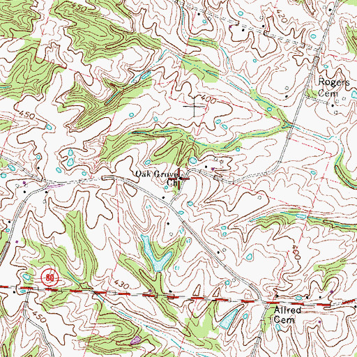 Topographic Map of Oak Grove School, KY
