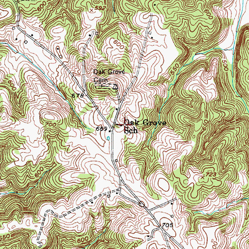 Topographic Map of Oak Grove School, KY