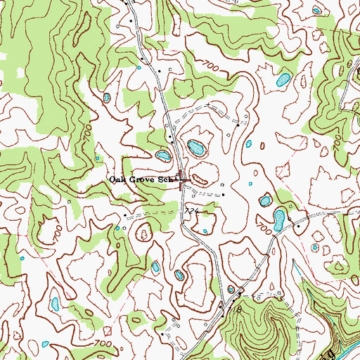 Topographic Map of Oak Grove School, KY