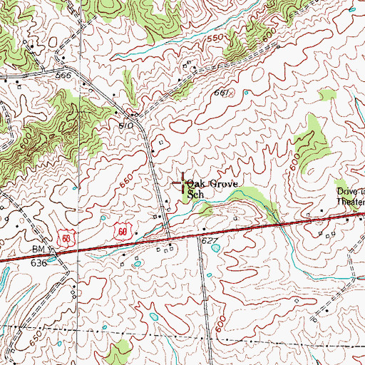 Topographic Map of Oak Grove School, KY