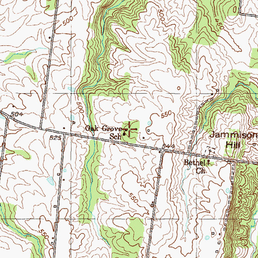 Topographic Map of Oak Grove School, KY