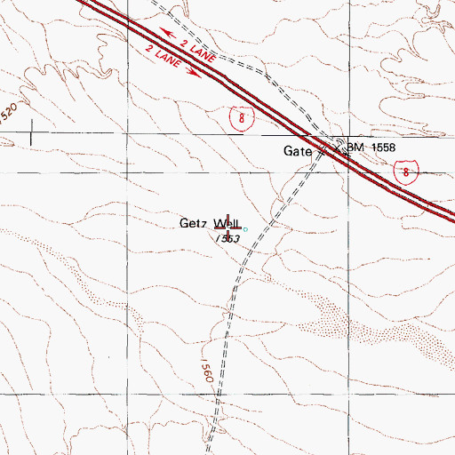 Topographic Map of Getz Well, AZ