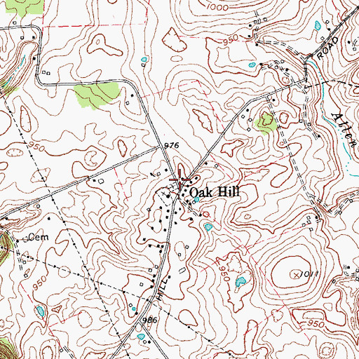 Topographic Map of Oak Hill, KY