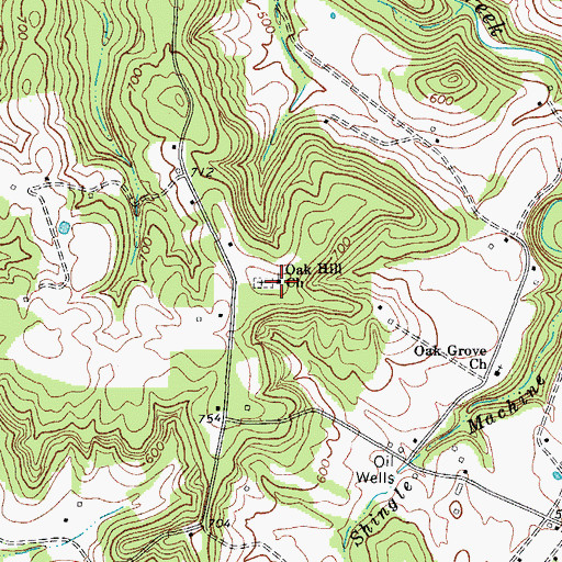 Topographic Map of Oak Hill Church, KY