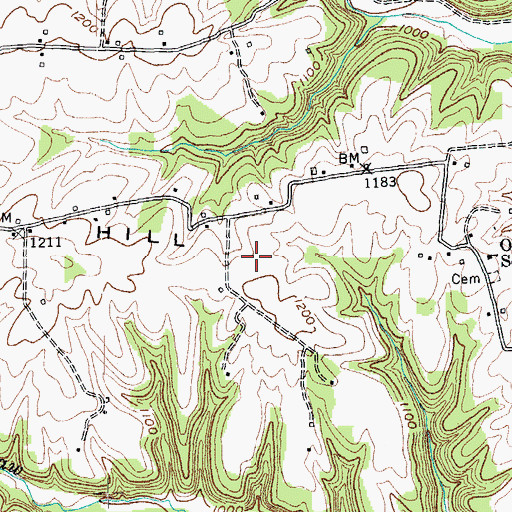 Topographic Map of Oak Hill Ridge, KY