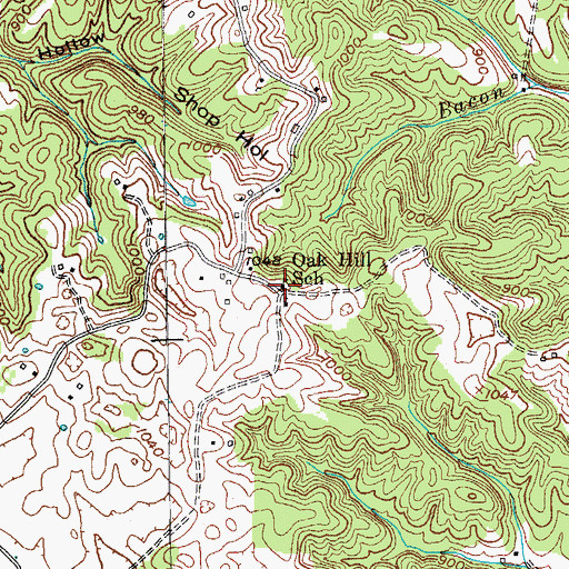 Topographic Map of Oak Hill School, KY