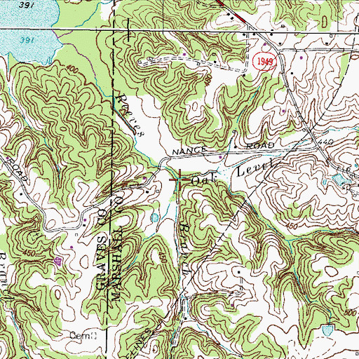 Topographic Map of Oak Level Branch, KY