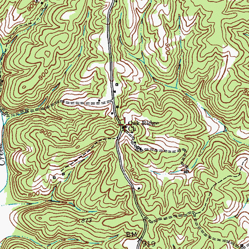 Topographic Map of Oak Ridge Church, KY