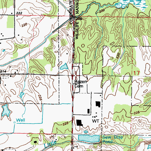 Topographic Map of Hazen Cemetery, AR