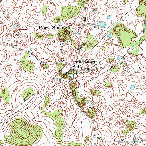 Topographic Map of Oak Ridge School, KY