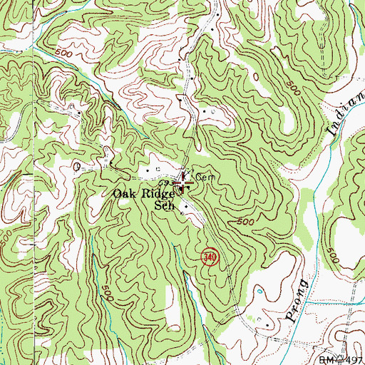 Topographic Map of Oak Ridge School, KY