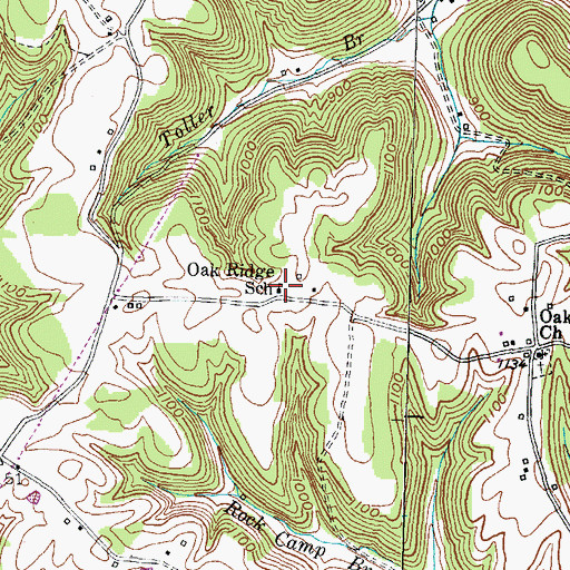 Topographic Map of Oak Ridge School, KY