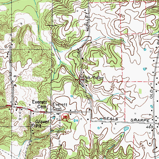 Topographic Map of Oak Valley Church of Christ, KY