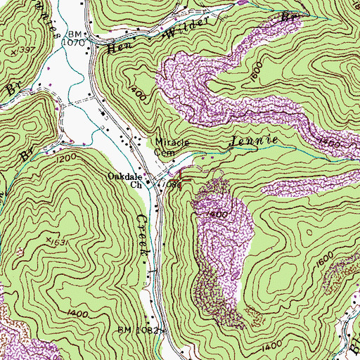 Topographic Map of Oakdale Church, KY
