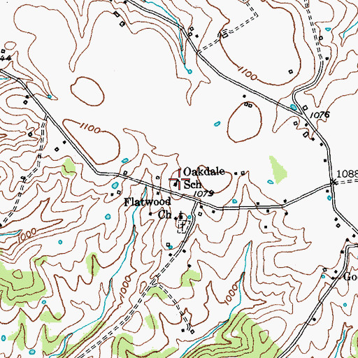 Topographic Map of Oakdale School, KY