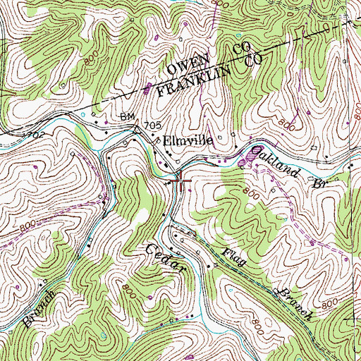 Topographic Map of Oakland Branch, KY
