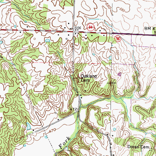 Topographic Map of Oakland Cemetery, KY