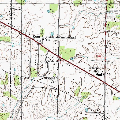 Topographic Map of Oakland Church, KY