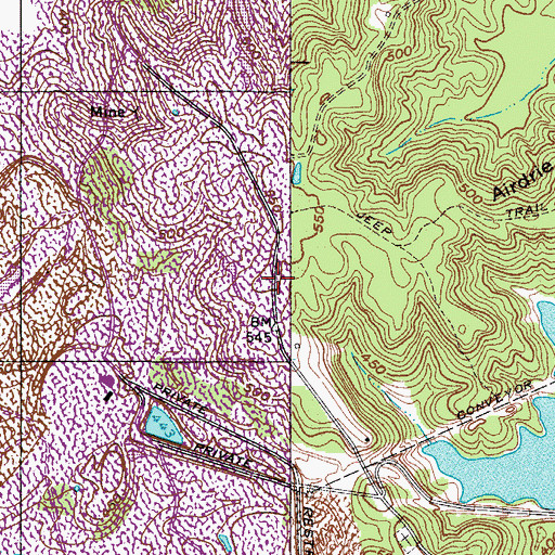 Topographic Map of Oakland Church, KY