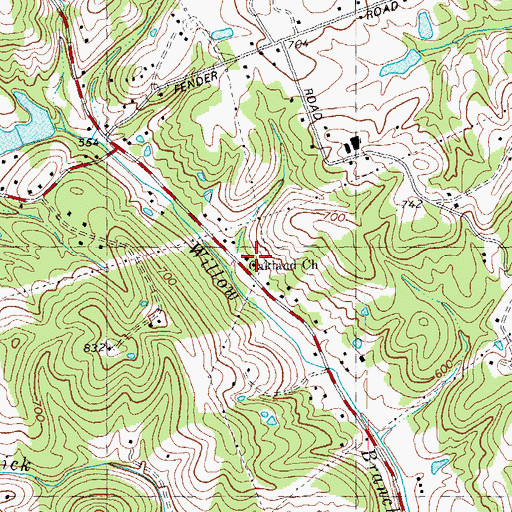 Topographic Map of Oakland Church, KY