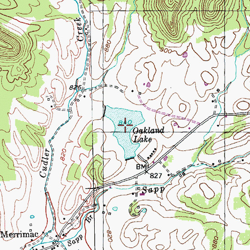 Topographic Map of Oakland Lake, KY